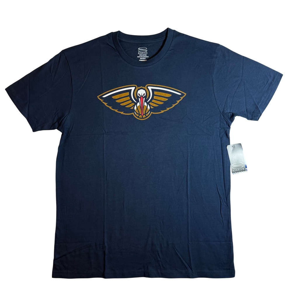 NWT Stadium Essentials New Orleans Pelicans Logo T-Shirt Navy Large NBA